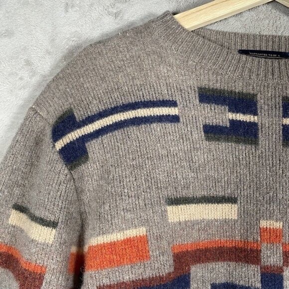 PENDLETON Sweater Men's L Fits M Aztec Southwest Western Navajo Lambswool Crew
